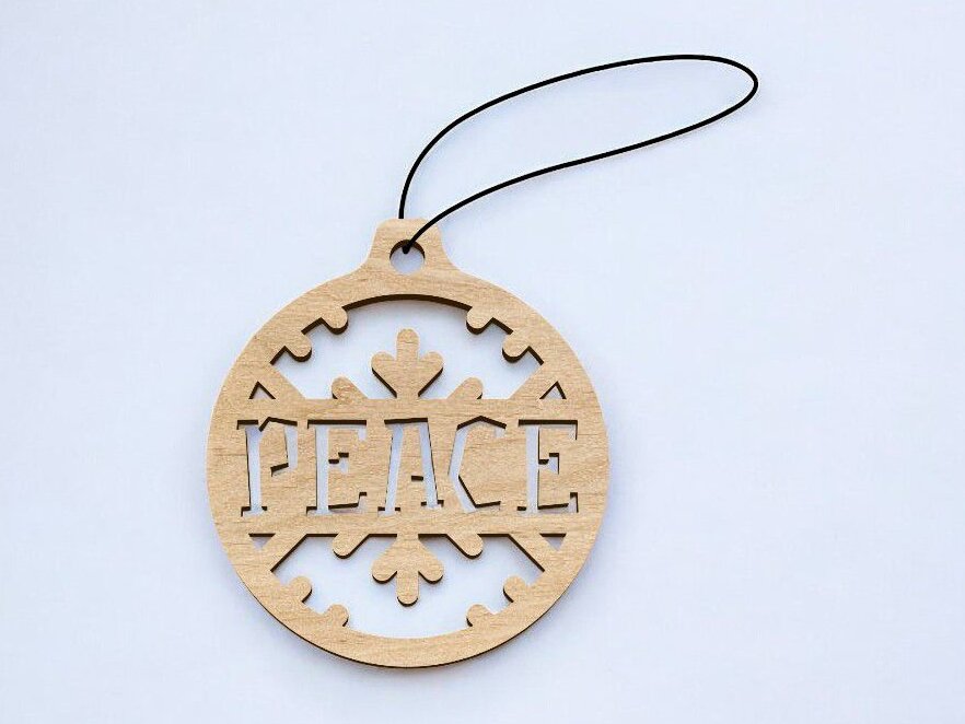 Σετ των 3 Intra απο ξύλο plywood 3mm-4mm πάχος – Ειρήνη Χριστουγεννιάτικο στολίδι 25x25 cm INTRAVECTRY-MY552794