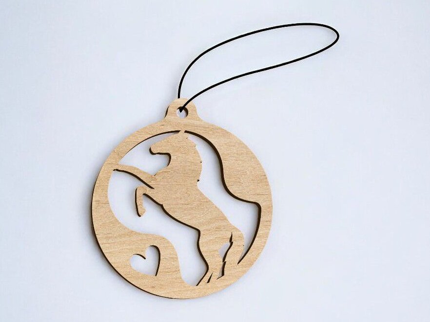 Σετ των 3 Intra απο ξύλο plywood 3mm-4mm πάχος – Ιππικό Χριστουγεννιάτικο Στολίδι 12x15 cm INTRAVECTRY-MY559772