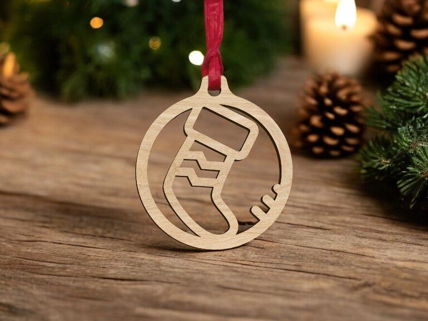 Σετ των 3 Intra απο ξύλο plywood 3mm-4mm πάχος – Χριστουγεννιάτικη κάλτσα μπάλα 15x15 cm INTRAVECTRY-MY550095