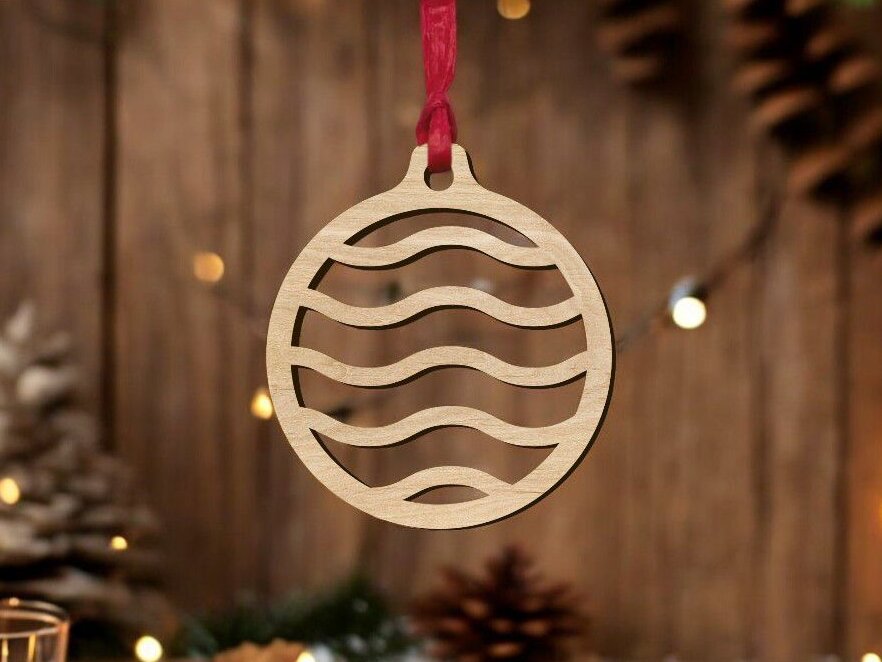Σετ των 3 Intra απο ξύλο plywood 3mm-4mm πάχος – Κυματιστό χριστουγεννιάτικο μπιχλιμπίδι 40x40 cm INTRAVECTRY-MY550899