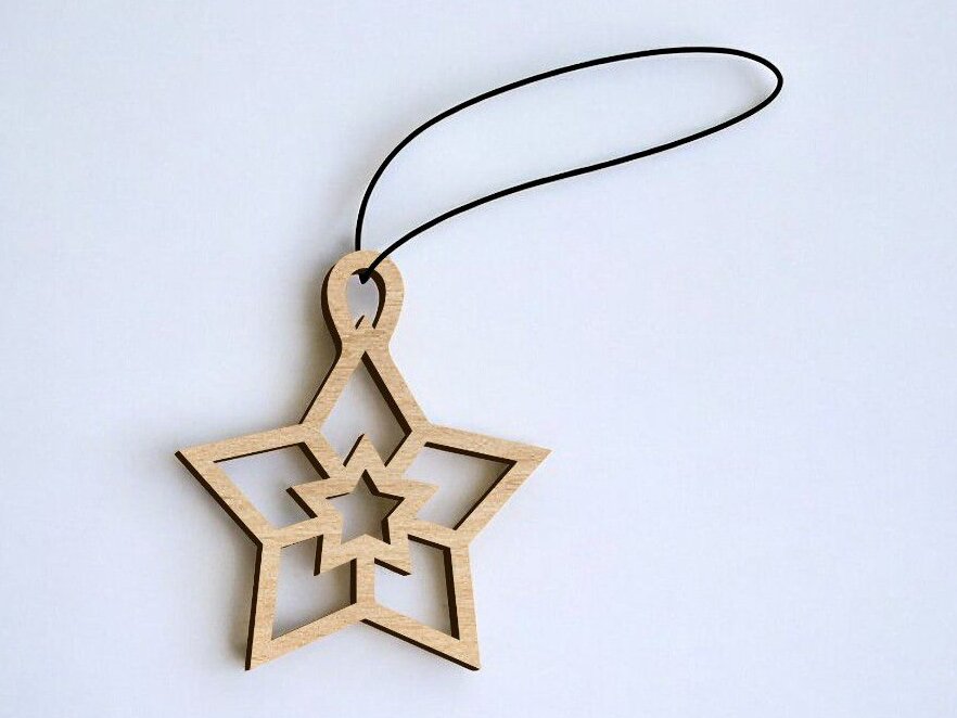 Σετ των 3 Intra απο ξύλο plywood 3mm-4mm πάχος – Διακόσμηση Χριστουγεννιάτικου Δέντρου Star Bauble 35x40 cm INTRAVECTRY-MY550145