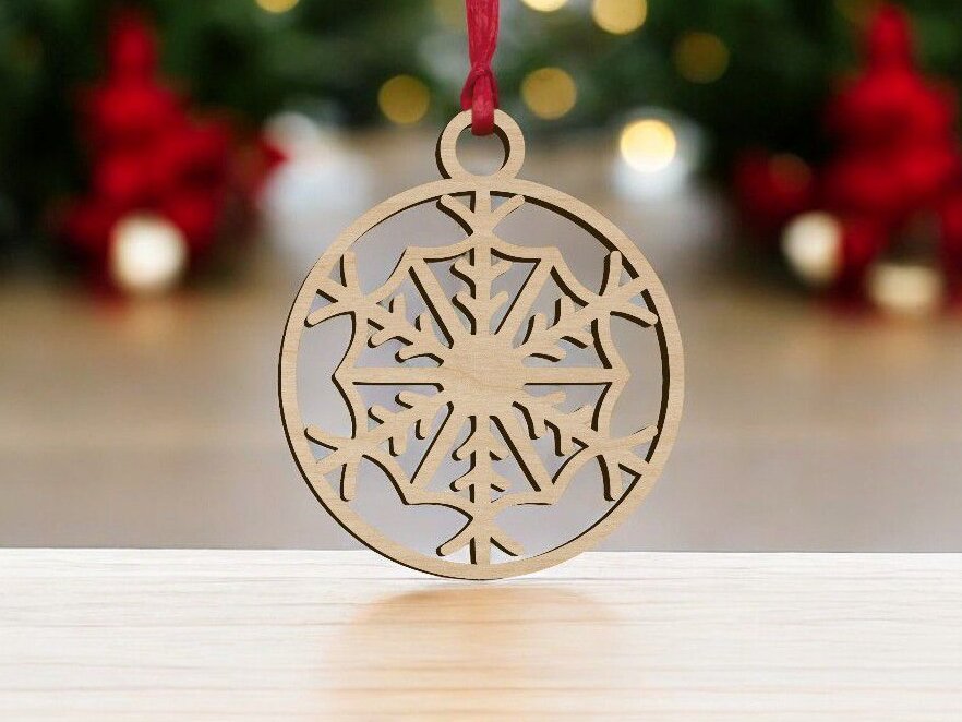 Σετ των 3 Intra απο ξύλο plywood 3mm-4mm πάχος – Χριστουγεννιάτικο μπιχλιμπίδι με μοτίβο νιφάδας χιονιού 35x40 cm INTRAVECTRY-MY549182