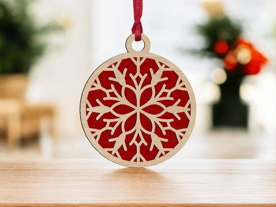 Σετ των 3 Intra απο ξύλο plywood 3mm-4mm πάχος – Στολίδι για χριστουγεννιάτικο δέντρο δύο στρώσεων 25x25 cm INTRAVECTRY-MY550223