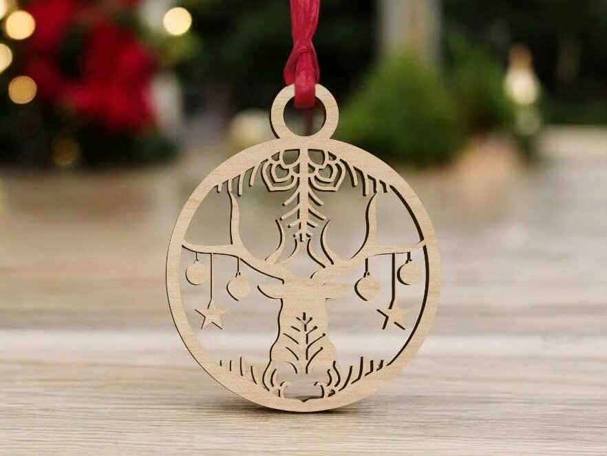 Σετ των 3 Intra απο ξύλο plywood 3mm-4mm πάχος – Διακοσμητικό μπιχλιμπίδι με τάρανδο 30x30 cm INTRAVECTRY-MY548420