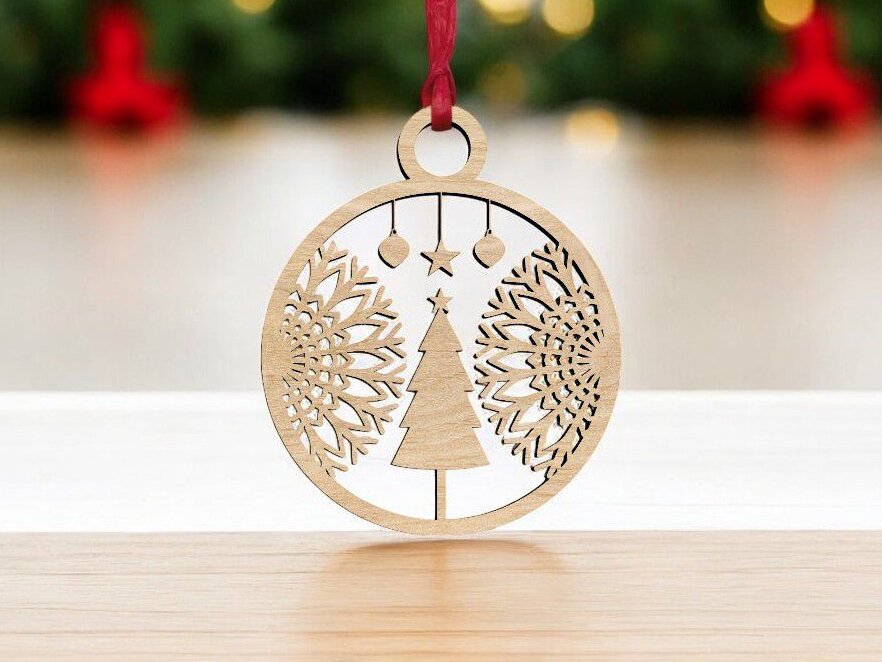 Σετ των 3 Intra απο ξύλο plywood 3mm-4mm πάχος – Στολίδι Χριστουγεννιάτικου Δέντρου 25x25 cm INTRAVECTRY-MY551016