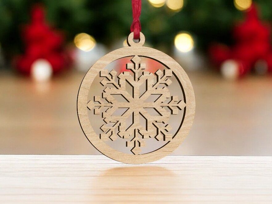 Σετ των 3 Intra απο ξύλο plywood 3mm-4mm πάχος – Στολίδι για χριστουγεννιάτικο δέντρο με νιφάδες χιονιού 35x40 cm INTRAVECTRY-MY548425