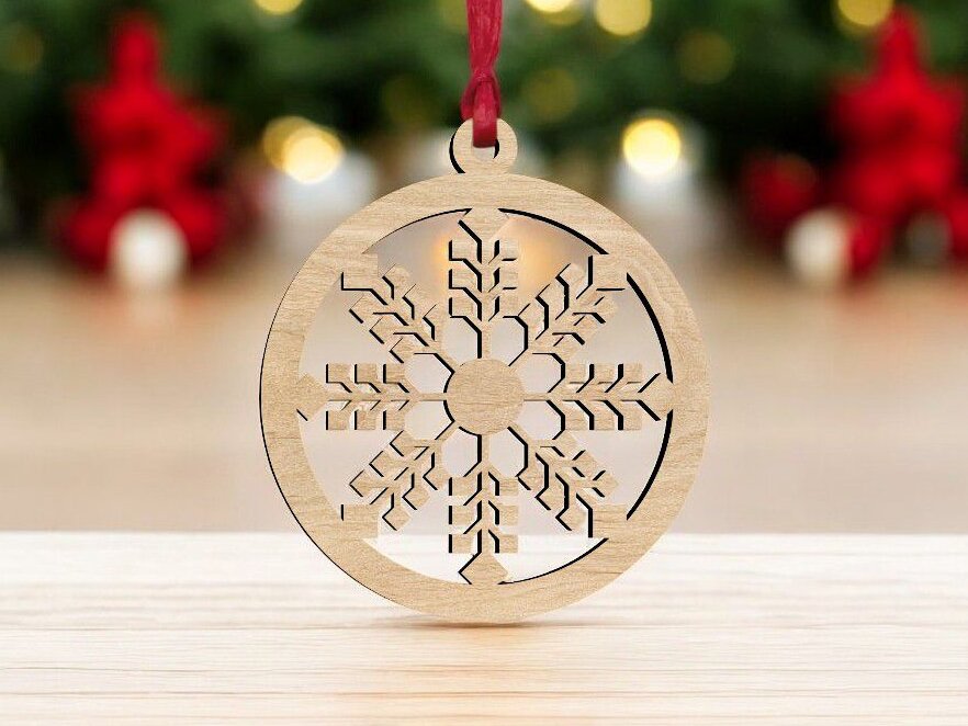 Σετ των 3 Intra απο ξύλο plywood 3mm-4mm πάχος – Χριστουγεννιάτικη μπάλα στολίδι με νιφάδα χιονιού 35x40 cm INTRAVECTRY-MY545648