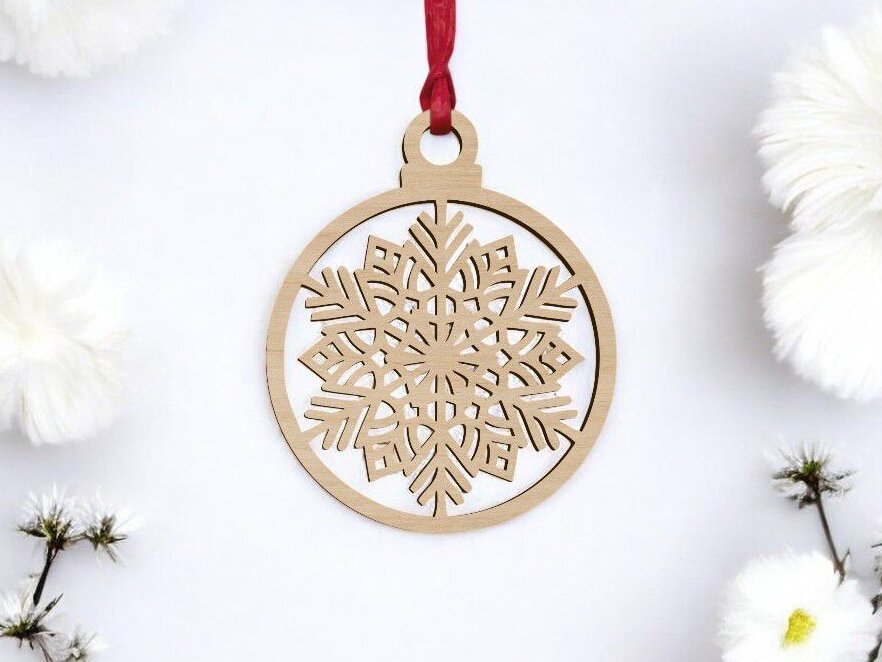 Σετ των 3 Intra απο ξύλο plywood 3mm-4mm πάχος – Διακόσμηση για μπιχλιμπίδι με νιφάδα χιονιού 25x25 cm INTRAVECTRY-MY550253