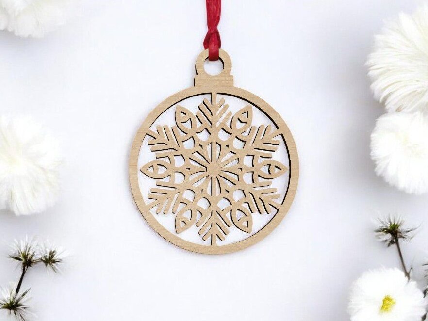 Σετ των 3 Intra απο ξύλο plywood 3mm-4mm πάχος – Στολίδι Χριστουγεννιάτικου Δέντρου Μπιχλιμπίδι με νιφάδα χιονιού 40x40 cm INTRAVECTRY-MY551040