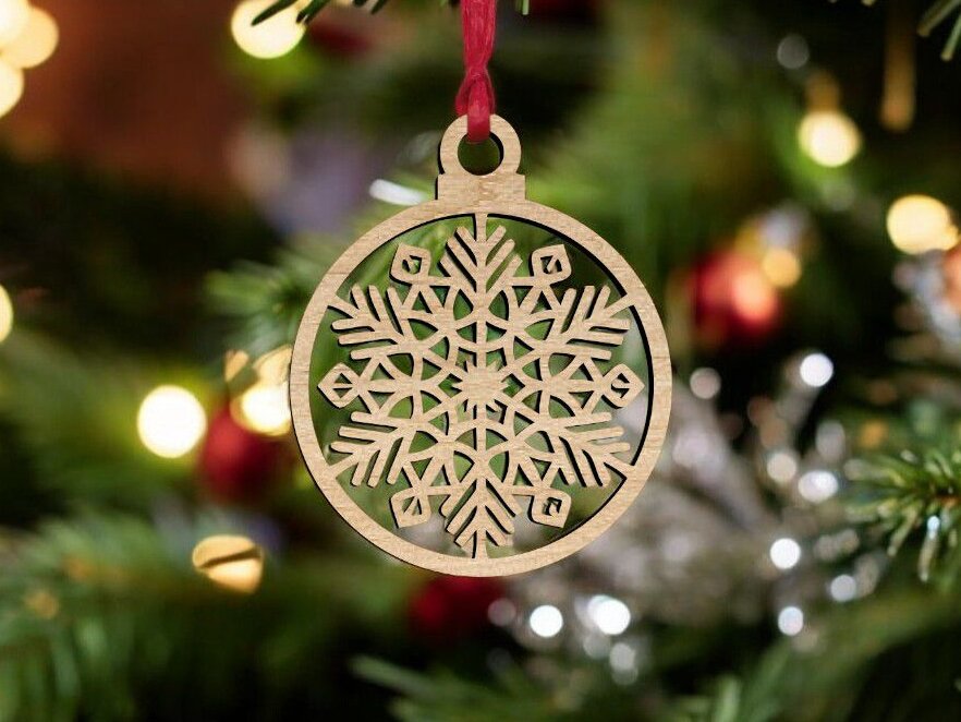 Σετ των 3 Intra απο ξύλο plywood 3mm-4mm πάχος – Χριστουγεννιάτικο στολίδι με νιφάδες χιονιού 45x50 cm INTRAVECTRY-MY548450