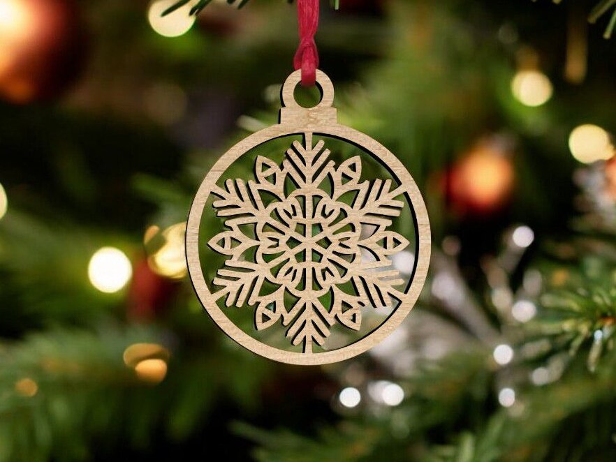 Σετ των 3 Intra απο ξύλο plywood 3mm-4mm πάχος – Χριστουγεννιάτικο στολίδι με νιφάδες χιονιού 35x40 cm INTRAVECTRY-MY545662