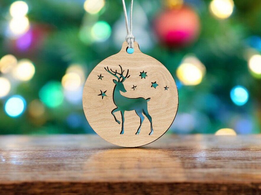 Σετ των 3 Intra απο ξύλο plywood 3mm-4mm πάχος – Χριστουγεννιάτικο στολίδι με τάρανδο 40x45 cm INTRAVECTRY-MY548476