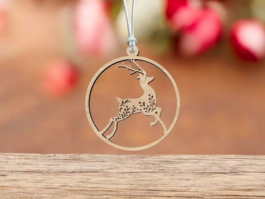 Intra απο ξύλο plywood 3mm-4mm πάχος – Χριστουγεννιάτικο στολίδι από ελάφια 30x35 cm INTRAVECTRY-MY551951