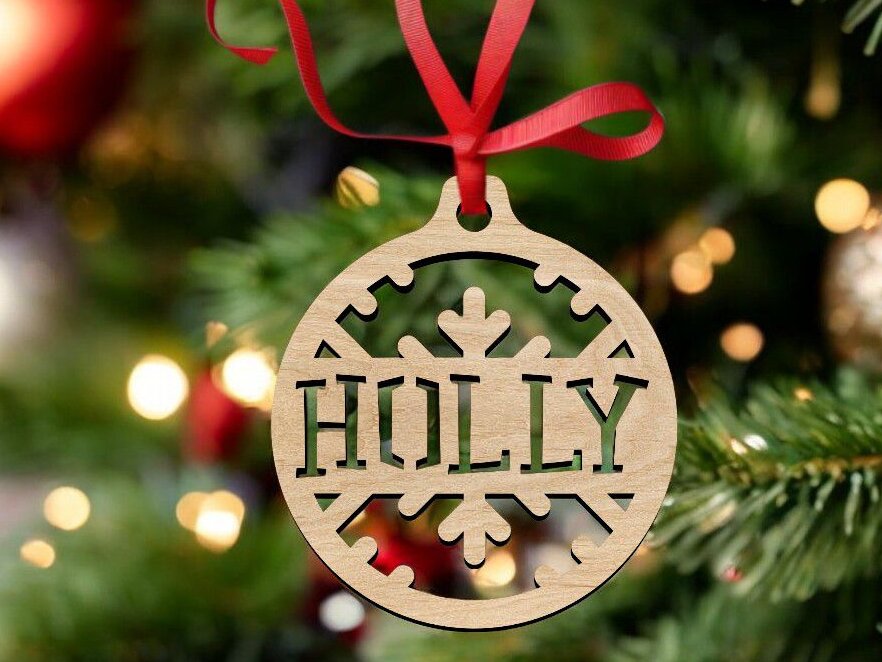 Σετ των 3 Intra απο ξύλο plywood 3mm-4mm πάχος – Holly Snowflake Ball 50x60 cm INTRAVECTRY-MY545697