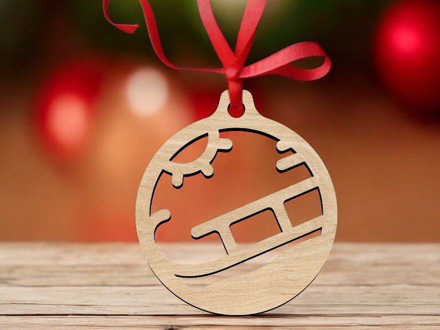 Σετ των 3 Intra απο ξύλο plywood 3mm-4mm πάχος – Χριστουγεννιάτικο στολίδι με έλκηθρο Άγιου Βασίλη 40x40 cm INTRAVECTRY-MY545698