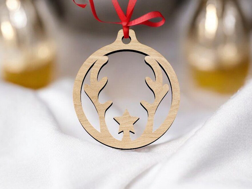 Σετ των 3 Intra απο ξύλο plywood 3mm-4mm πάχος – Χριστουγεννιάτικο μπιχλιμπίδι Deer Antler 40x40 cm INTRAVECTRY-MY551086