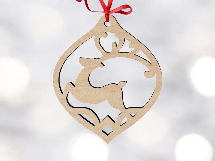 Σετ των 3 Intra απο ξύλο plywood 3mm-4mm πάχος – Χριστουγεννιάτικο ελαφάκι 30x30 cm INTRAVECTRY-MY549777