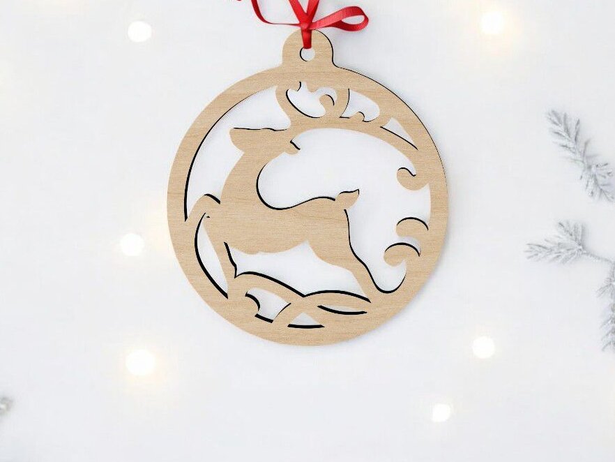 Σετ των 3 Intra απο ξύλο plywood 3mm-4mm πάχος – Χριστουγεννιάτικο στολίδι από ελάφια 35x40 cm INTRAVECTRY-MY550340
