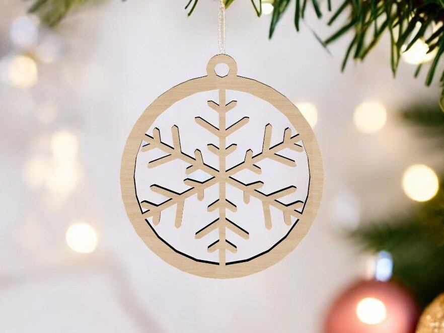 Intra απο ξύλο plywood 3mm-4mm πάχος – Διακόσμηση χριστουγεννιάτικου δέντρου με νιφάδες χιονιού 25x30 cm INTRAVECTRY-MY552100