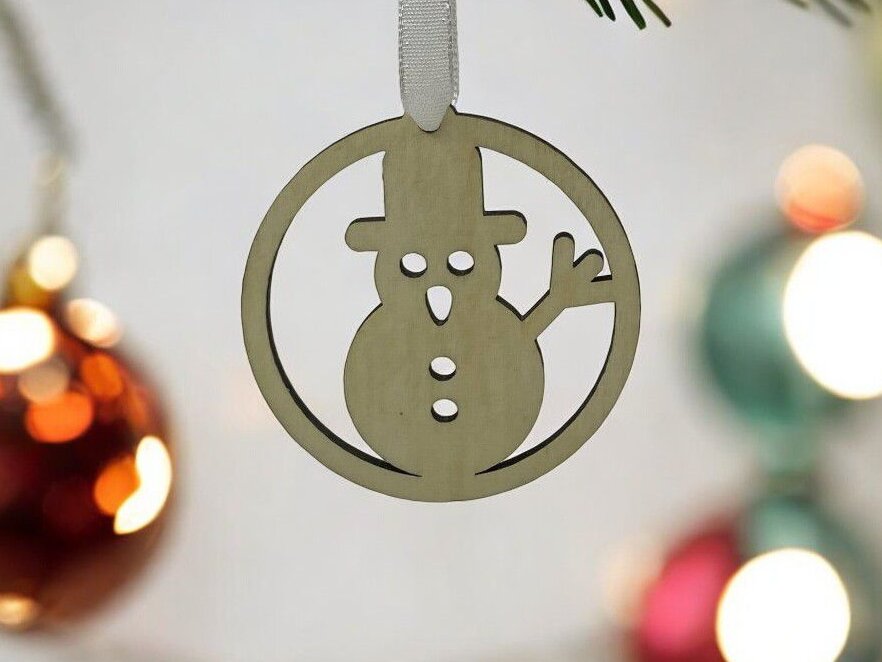 Σετ των 3 Intra απο ξύλο plywood 3mm-4mm πάχος – Χριστουγεννιάτικο μπιχλιμπίδι χιονάνθρωπος 40x45 cm INTRAVECTRY-MY550382