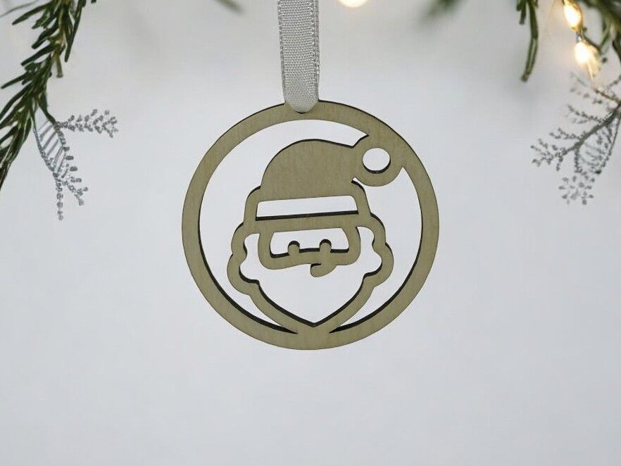 Σετ των 3 Intra απο ξύλο plywood 3mm-4mm πάχος – Χριστουγεννιάτικο μπιχλιμπίδι με το κεφάλι του Άγιου Βασίλη 50x60 cm INTRAVECTRY-MY560094