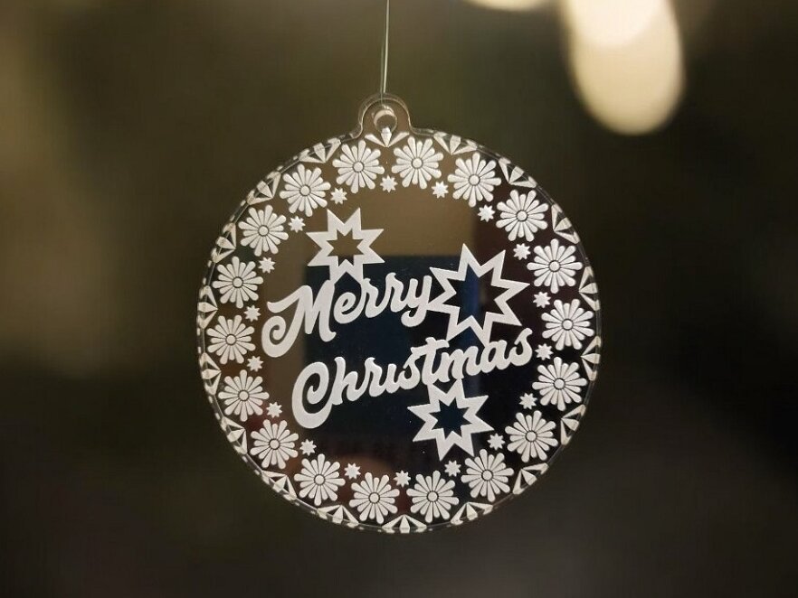 Σετ των 3 Intra απο ξύλο plywood 3mm-4mm πάχος – Χαρούμενα Χριστούγεννα στολίδι με ακρυλικό χαραγμένο 20x25 cm INTRAVECTRY-MY560109