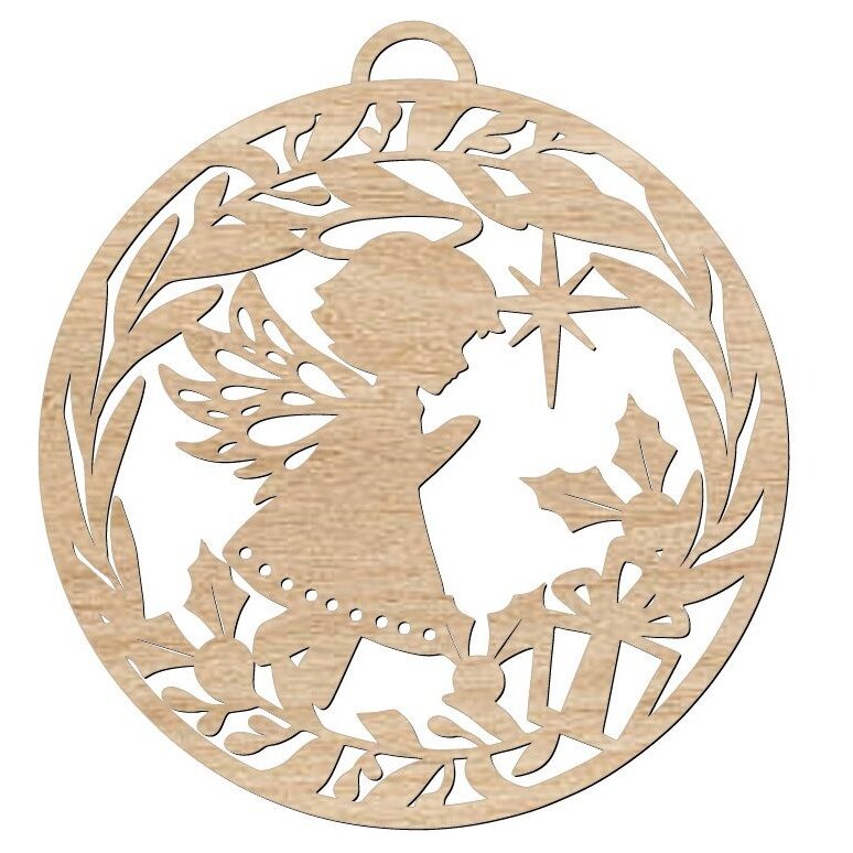 Σετ των 3 Intra απο ξύλο plywood 3mm-4mm πάχος – Στολίδι με μπάλα για χριστουγεννιάτικο δέντρο αγγέλου 30x35 cm INTRAVECTRY-MY560199