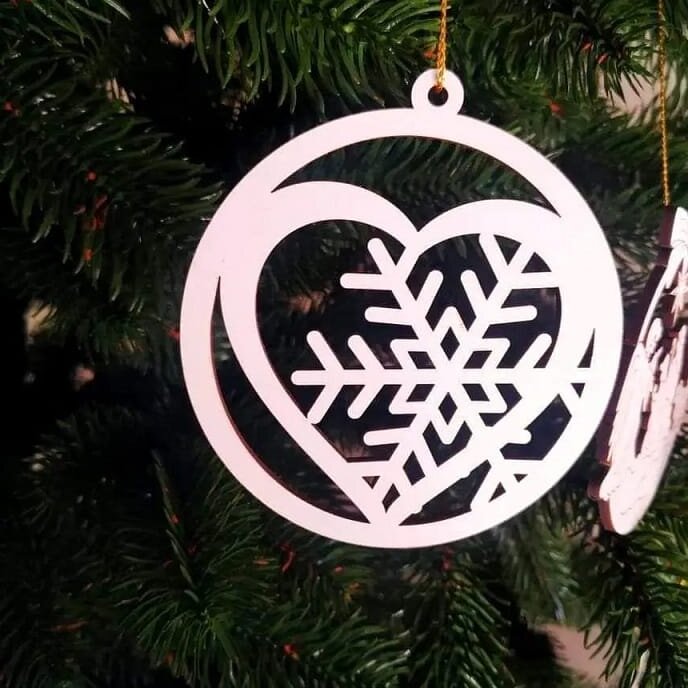 Σετ των 3 Intra απο ξύλο plywood 3mm-4mm πάχος – ξύλο χριστουγεννιάτικου στολιδιού νιφάδα χιονιού στην καρδιά 35x40 cm INTRAVECTRY-MY550435