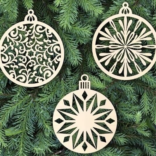 Σετ των 3 Intra απο ξύλο plywood 3mm-4mm πάχος – ξύλο floral στολίδια για γιορτινή μπάλα χιονιού 30x35 cm INTRAVECTRY-MY545764