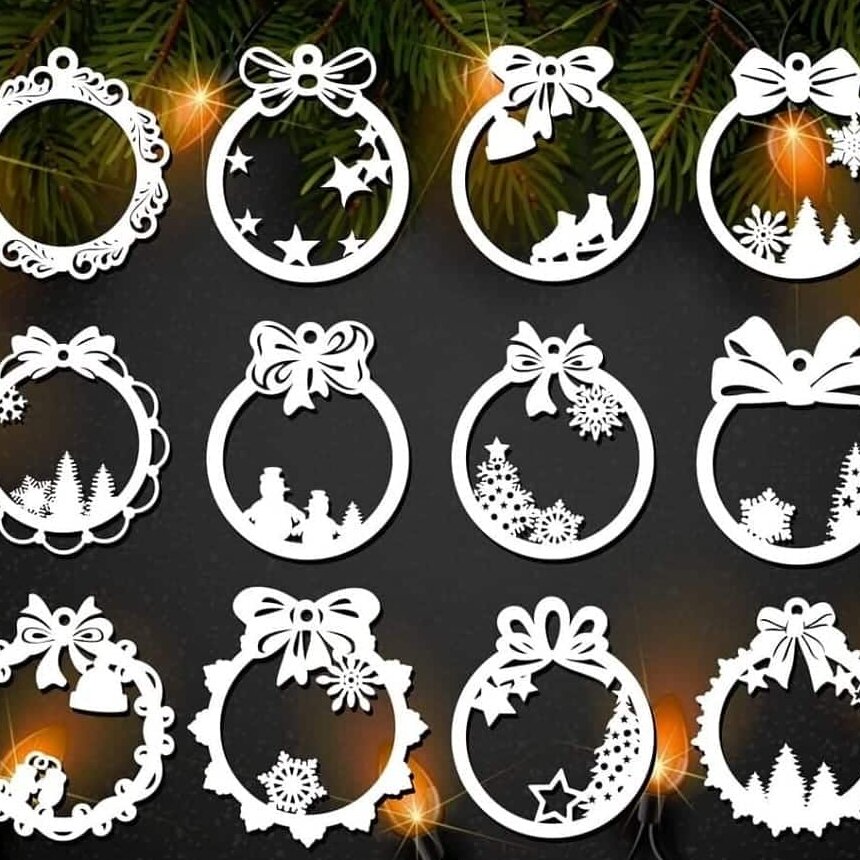 Σετ των 3 Intra απο ξύλο plywood 3mm-4mm πάχος – ξύλο συλλογής διακοσμητικών στολιδιών χριστουγεννιάτικων δέντρων 25x25 cm INTRAVECTRY-MY550453