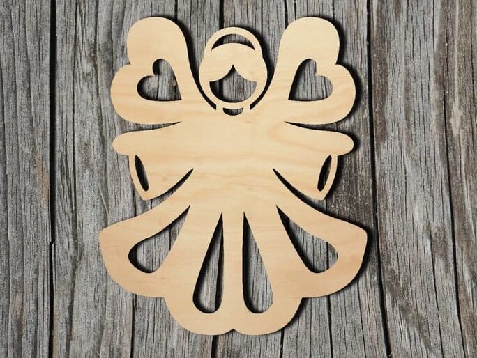 Σετ των 3 Intra απο ξύλο plywood 3mm-4mm πάχος – Σχήμα αποκοπής ξύλινου αγγέλου με ξύλο καρδιών 40x45 cm INTRAVECTRY-MY548698