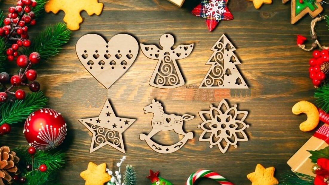 Σετ των 3 Intra απο ξύλο plywood 3mm-4mm πάχος – ξύλο Χριστουγεννιάτικα Κρεμαστά Στολίδια 40x45 cm INTRAVECTRY-MY548820