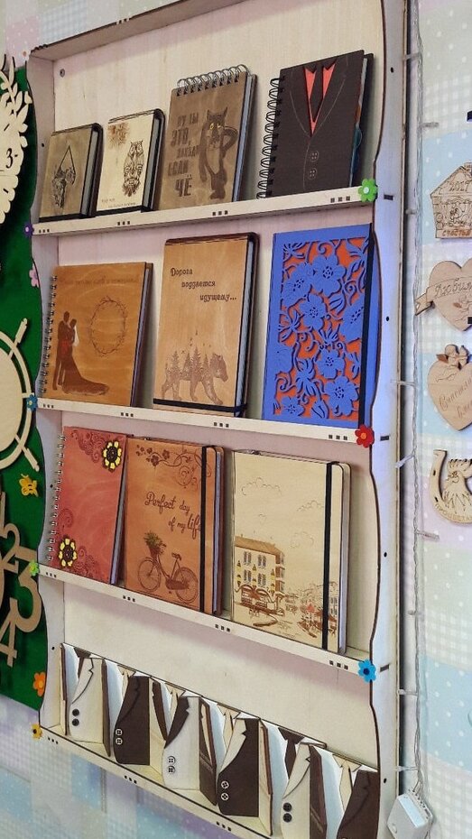 Σετ των 3 Intra απο ξύλο plywood 3mm-4mm πάχος – ξύλο ραφιού τοίχου προβολής βιβλίων 4 επιπέδων 20x25 cm INTRAVECTRY-MY545825