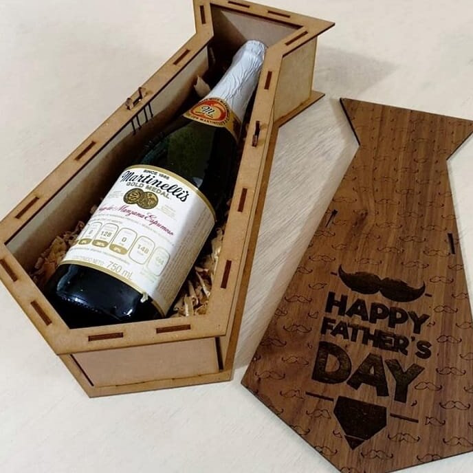 Σετ των 2 Intra απο ξύλο plywood 3mm-4mm πάχος – ξύλο δώρου σαμπάνιας με γραβάτα πατάτας 15x20 cm INTRAVECTRY-MY545840