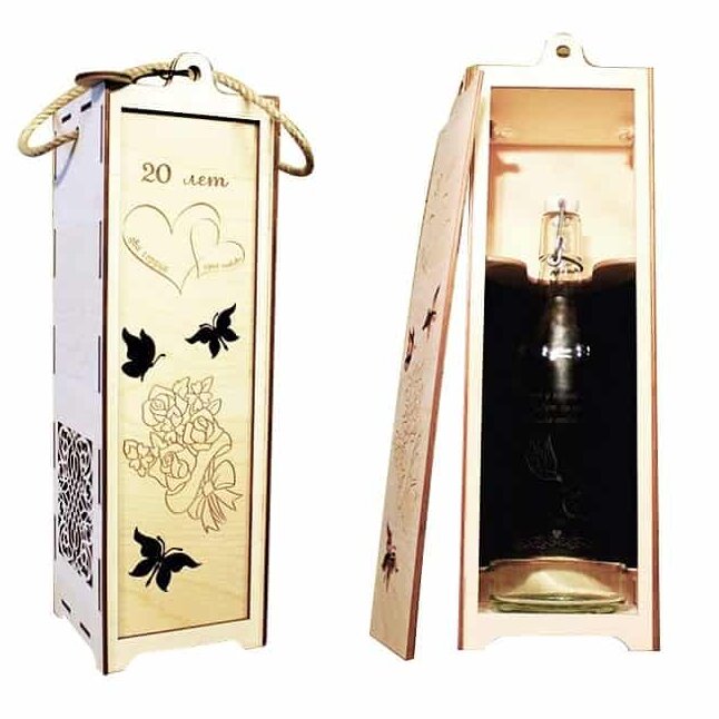 Σετ των 3 Intra απο ξύλο plywood 3mm-4mm πάχος – Χαραγμένο ρομαντικό κουτί δώρου κρασιού με συρόμενο καπάκι 25x30 cm INTRAVECTRY-MY561414