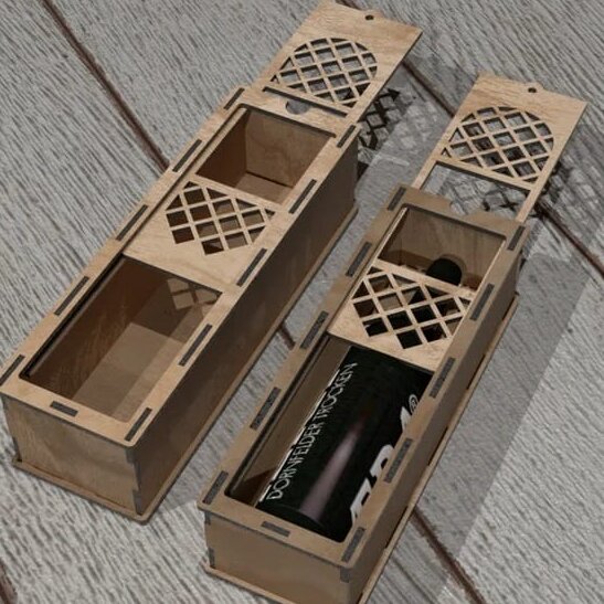 Σετ των 2 Intra απο ξύλο plywood 3mm-4mm πάχος – Κουτί κρασιού με συρόμενο μοτίβο καπακιού ξύλο 4mm 20x20 cm INTRAVECTRY-MY545849