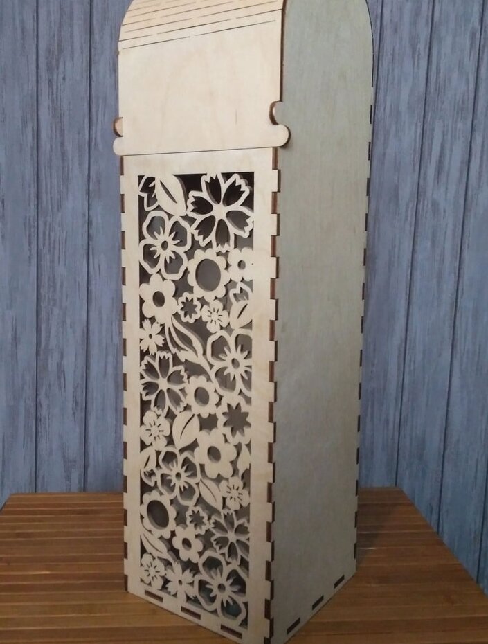 Σετ των 2 Intra απο ξύλο plywood 3mm-4mm πάχος – ξύλο φλοράλ κομμένου ζωντανού μεντεσέ μονό μπουκάλι Κουτί κρασιού 40x45 cm INTRAVECTRY-MY545869