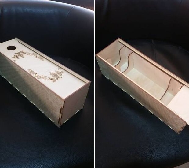 Σετ των 3 Intra απο ξύλο plywood 3mm-4mm πάχος – Κουτί δώρου μονό μπουκάλι κρασιού με χαραγμένο ξύλο με συρόμενο ξύλο καπακιού 30x30 cm INTRAVECTRY-MY561439