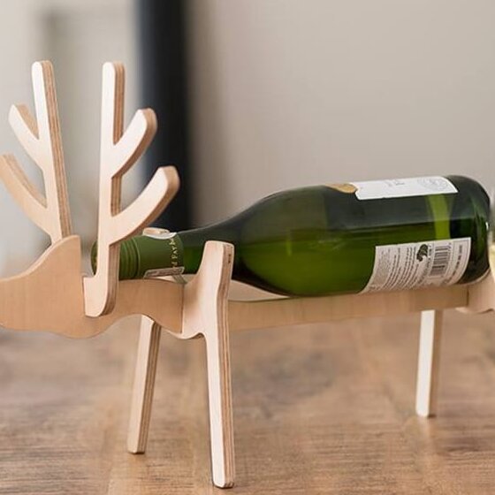 Σετ των 2 Intra απο ξύλο plywood 3mm-4mm πάχος – ξύλο θήκης φιάλης κρασιού τάρανδος 25x30 cm INTRAVECTRY-MY545884