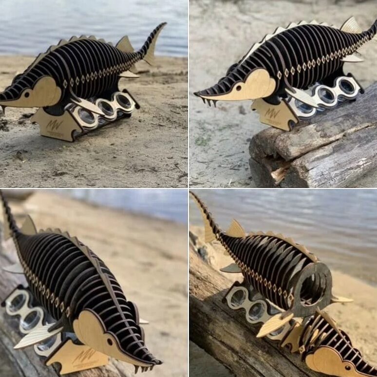 Σετ των 2 Intra απο ξύλο plywood 3mm-4mm πάχος – ξύλο Minibar Sturgeon Fish 6mm 15x20 cm INTRAVECTRY-MY555307