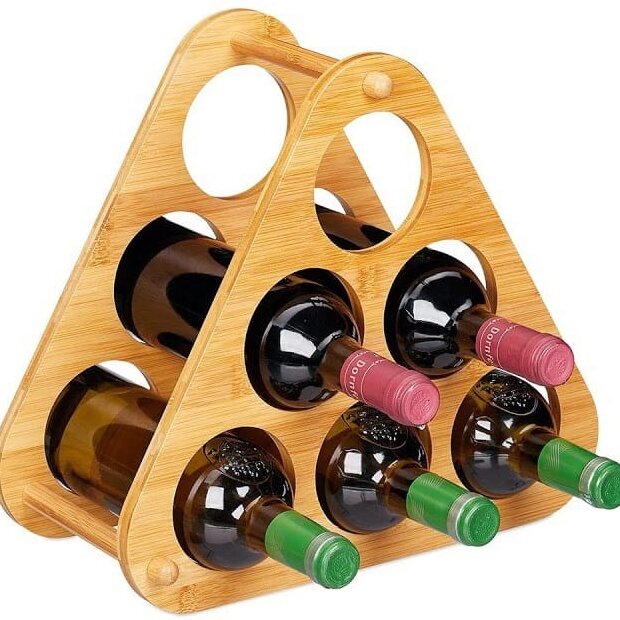 Σετ των 2 Intra απο ξύλο plywood 3mm-4mm πάχος – Φορητό Triangle Wine Rack Θήκη Μπουκαλιού 10x10 cm INTRAVECTRY-MY545895