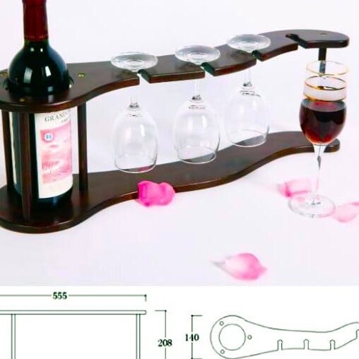 Σετ των 2 Intra απο ξύλο plywood 3mm-4mm πάχος – Ξύλινη θήκη για μπουκάλι κρασιού και ποτήρι 40x45 cm INTRAVECTRY-MY545896