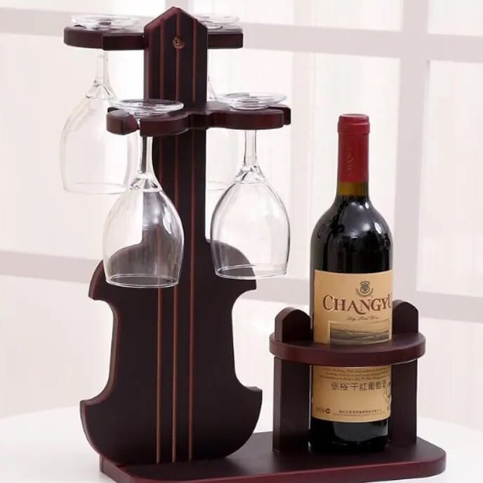 Σετ των 2 Intra απο ξύλο plywood 3mm-4mm πάχος – Γυάλινη θήκη για μπουκάλι κρασιού βιολί Επιτραπέζιο ράφι 10x10 cm INTRAVECTRY-MY545897