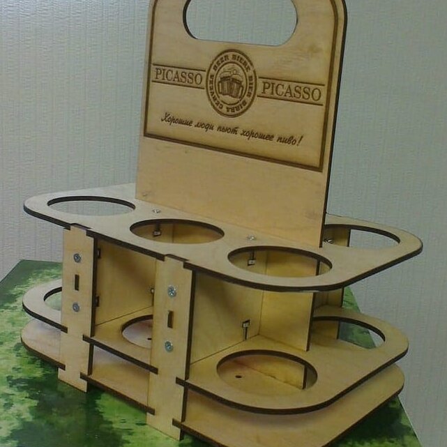 Σετ των 2 Intra απο ξύλο plywood 3mm-4mm πάχος – Κόντρα πλακέ Beer Carrier 6 Pack Θήκη μπύρας με ξύλο προτύπου λαβής 20x25 cm INTRAVECTRY-MY545899