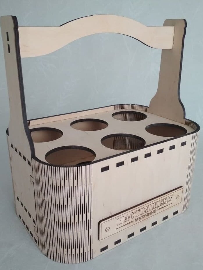 Σετ των 2 Intra απο ξύλο plywood 3mm-4mm πάχος – Living Hinge Box για 6 Μπουκάλια Λίμα Μπύρας 25x30 cm INTRAVECTRY-MY545901