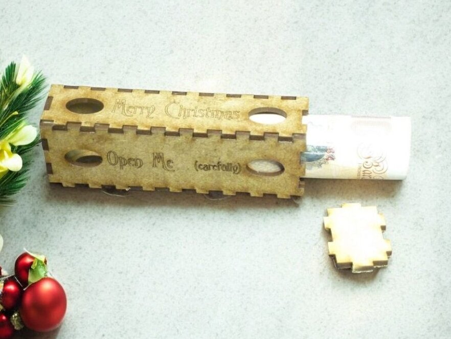 Σετ των 3 Intra απο ξύλο plywood 3mm-4mm πάχος – Κουτί δώρου Χριστουγέννων 12x15 cm INTRAVECTRY-MY548587