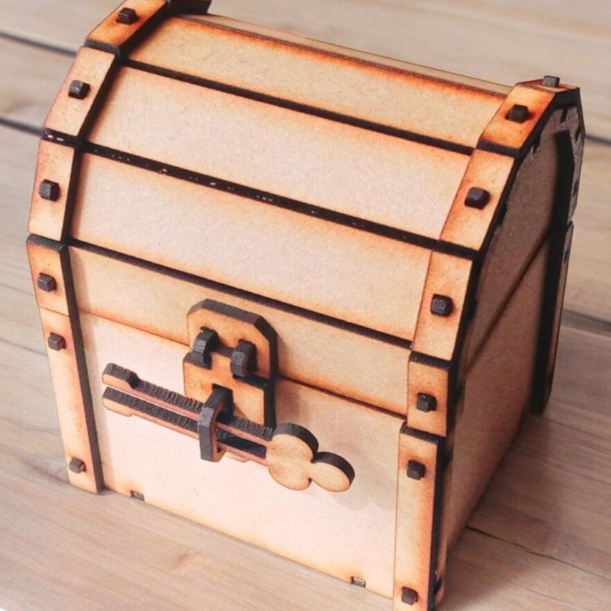 Σετ των 3 Intra απο ξύλο plywood 3mm-4mm πάχος – Ξύλινο σεντούκι πειρατικού θησαυρού με κλειδαριά 30x30 cm INTRAVECTRY-MY560155