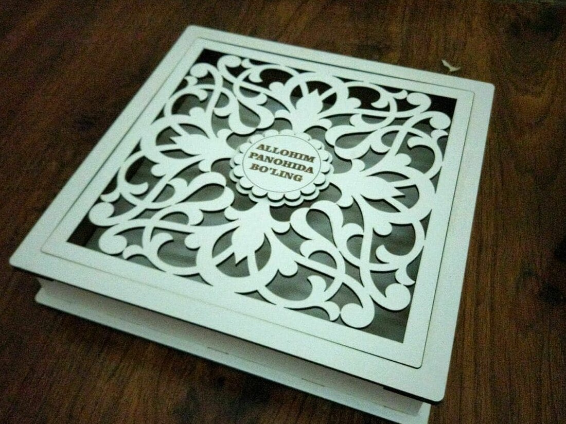 Σετ των 2 Intra απο ξύλο plywood 3mm-4mm πάχος – Ξύλινο κουτί προσευχής με λουλουδάτο καπάκι 50x60 cm INTRAVECTRY-MY554306