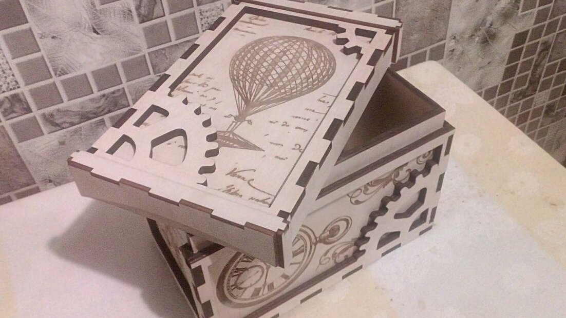 Σετ των 3 Intra απο ξύλο plywood 3mm-4mm πάχος – ξύλο κουτιού συσκευασίας με χαραγμένο ξύλο Steampunk 35x40 cm INTRAVECTRY-MY561360