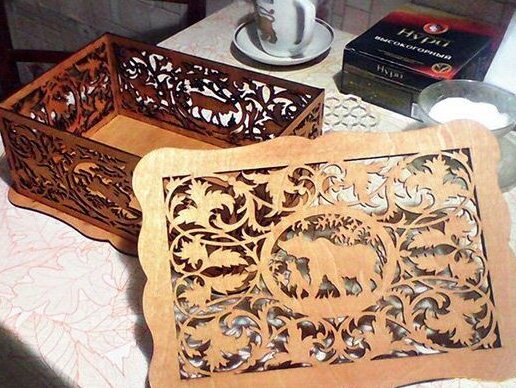 Intra απο ξύλο plywood 3mm-4mm πάχος – Φλοράλ σκαλιστό ξύλινο κουτί ξύλο 30x30 cm INTRAVECTRY-MY557547